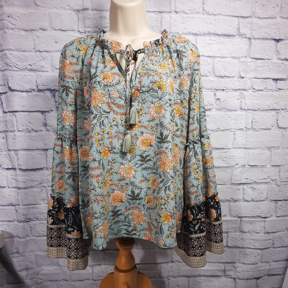 Lovestitch Size L Blouse BoHo Wide Sleeves
